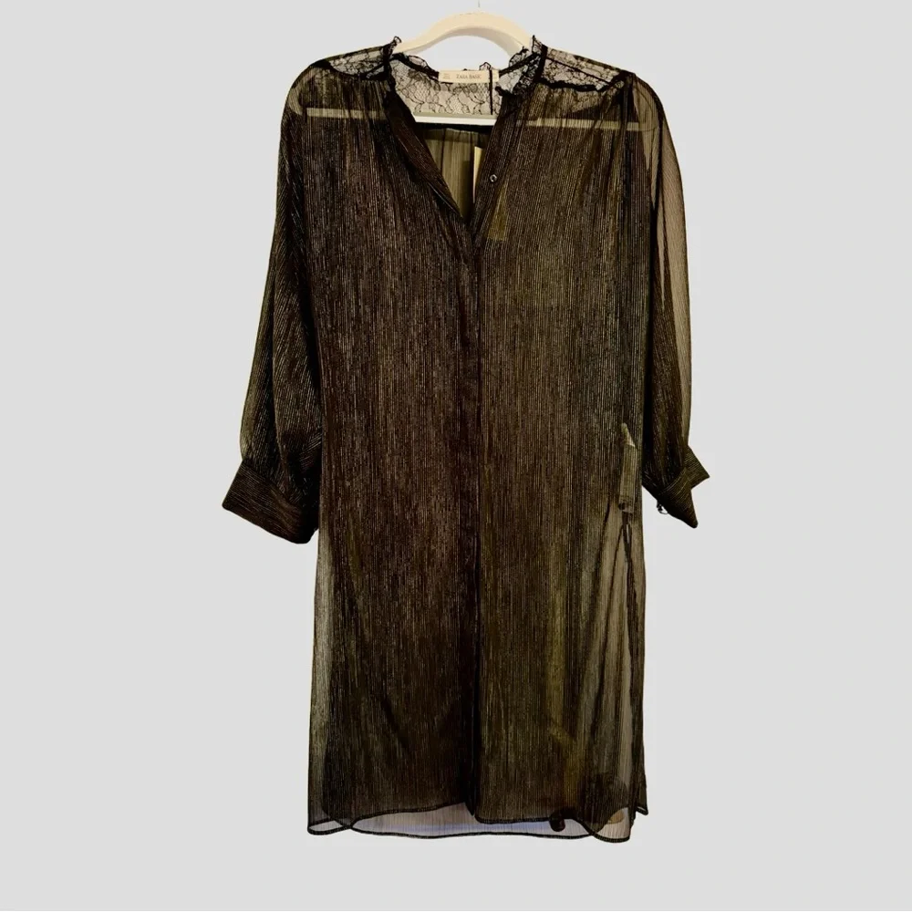 Zara Black/ Gold Sheer Duster Cardigan - Picture 3 of 14